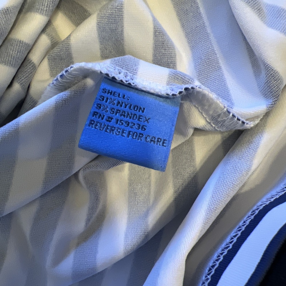 J. McLaughlin Catalina Cloth Striped Side Tie Dress Navy White Medium - Picture 8 of 9